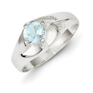 Sterling Silver Light Blue Round CZ Ring Jewelry