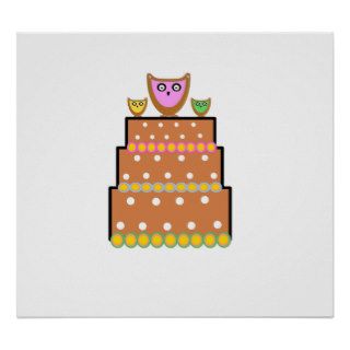 White polkadot owl cake posters