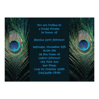 Dark Peacock Bridal Shower Personalized Invites