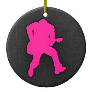 Hot Pink Guitar Player Ornaments