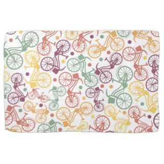 Whimsical bicycle pattern & retro polka dots towel