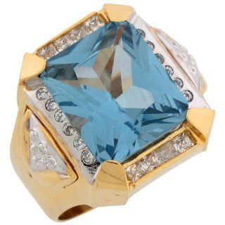10k Two Tone Gold Synthetic CZ Stone Accents Fancy Mens Ring Jewelry