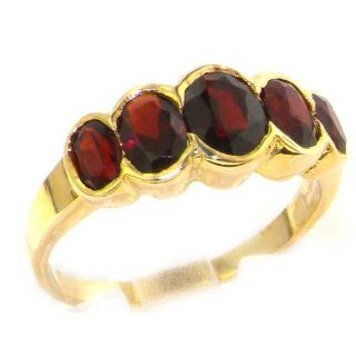9K Yellow Gold Womens Large Garnet 5 Stone Ring   Finger Sizes 5 to 12 Available Right Hand Rings Jewelry