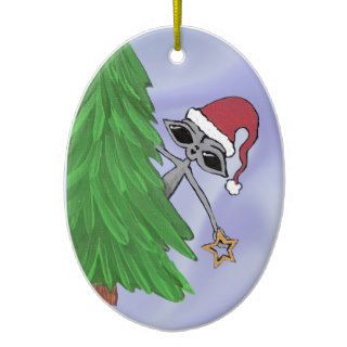 Adorable Alien wishes everyone Happy Holidays Christmas Ornament