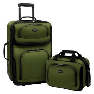 U.S. Traveler Rio 2 pc Expandable Carry On Luggage Set   Green