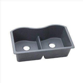 Elkay ELGULB3322GY0 Harmony 20 3/25" x 33" Double Basin Undermount Granite Composite Kitchen Sink, Dusk Gray   Double Bowl Sinks  