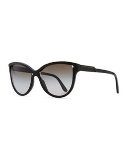 Semi Round Cat Eye Sunglasses, Black   Stella McCartney