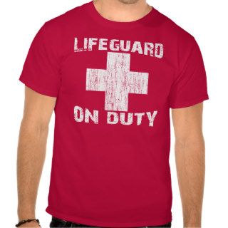 LIFEGUARD ON DUTY Distressed White Logo Lifeguard T Shirt