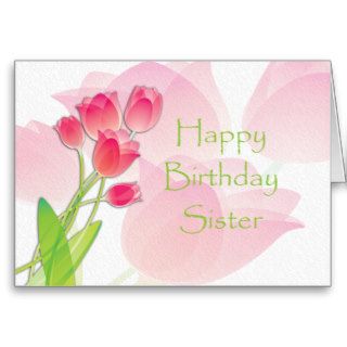 Pink Tulip Birthday Card for Sister