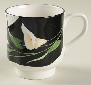 Sango Black Lilies (Quadrille) Footed Cup, Fine China Dinnerware   Quadrille,Bla