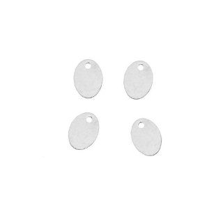 Silver Filled Blank Stamping 'Oval Charms' Jewelry Tags 7.5 x 5.5mm (4)