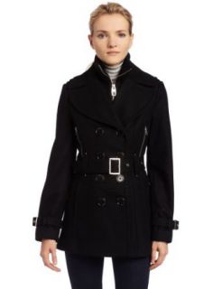Miss Sixty Womens Double Breasted Wool Peacoat, Black, X Small