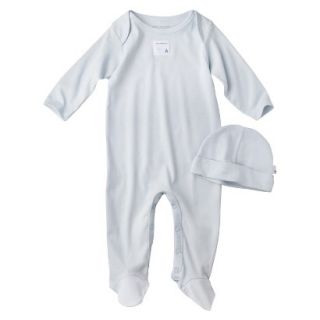 Burts Bees Baby Newborn Organic Lap Shoulder Coverall and Hat Set   Sky 0 3M