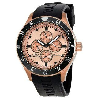Invicta Signature II GMT Rose Gold tone Dial Stainless Steel Black Rubber Mens Watch 7403 at  Men's Watch store.