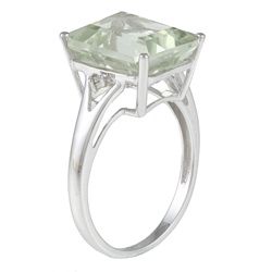 Viducci 10k Gold Green Amethyst and 1/10ct TDW Diamond Ring (G H, I1 I2) Gemstone Rings