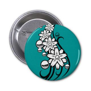 TATTOOS 024 FLOWERS FLORAL GRAPHIC DESIGN DIGITAL PINBACK BUTTONS