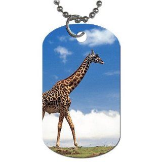 Giraffe Dog Tag with 30" chain necklace Great Gift Idea 
