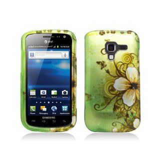 Green Flower Hard Cover Case for Samsung Galaxy Exhilarate SGH I577 Cell Phones & Accessories
