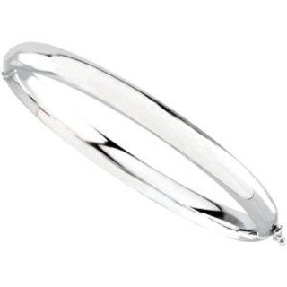 Hinged Bangle Bracelet   6.5mm in 14k White Gold Jewelry