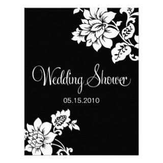 Wedding Shower Invitation  Black Floral Damask