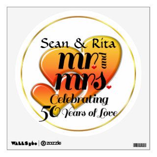 Mr. & Mrs. 50th Anniversary Hearts Room Decals