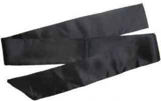 Black Satin Long Kimono Style Sash Belt / Hair Tie / Scarf