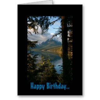 Happy Birthday Husband, glacial lake & trees Cards