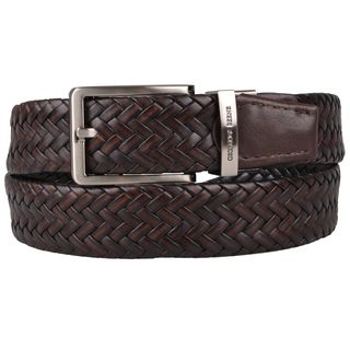 Geoffrey Beene Mens Genuine Leather Braided Reversible Belt