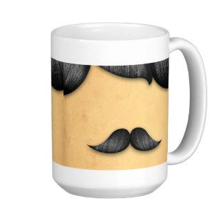 Funny Mustache and Retro Black Hair Cut Coffee Mug