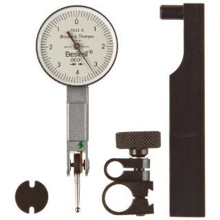 Brown & Sharpe 599 7032 3 Dial Test Indicator Set, Top Mounted, M1.4x0.3 Thread, White Dial, 0 4 0 Reading, 1" Dial Dia., 0 0.008" Range, 0.0001" Graduation, +/ 0.0001" Accuracy Best Test Indicator