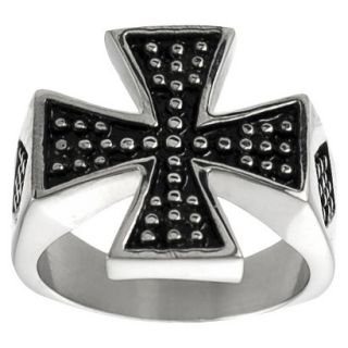 Daxx Mens Stainless Steel Pattee Cross Ring   Black 12