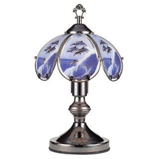 OK Lighting OK 603C DO4 14.25 Inch Touch Lamp with Dolphin Theme, Black Chrome   Table Lamps  