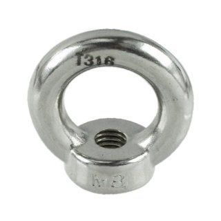 Stainless Steel DIN582 Lifting Eye Nut Ring M6 140 LBS Capacity Grade 316 SS