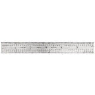 Starrett 604R 6 Spring Tempered Steel Rule With Inch Graduations, 4R Graduation, 6" Length, 3/4" Width, 3/64" Thickness Construction Rulers