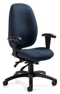 High Back Pneumatic Multi Tilter Office Chair with T Arms Fabric Sprinkle   Graphite   Executive Chairs