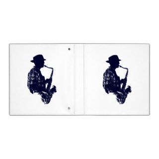 Blue sax player side view outline vinyl binders