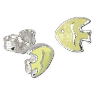 Tee Wee earring fish yellow enameled, 925 Sterling Silver SDO605Y Tee Wee Jewelry