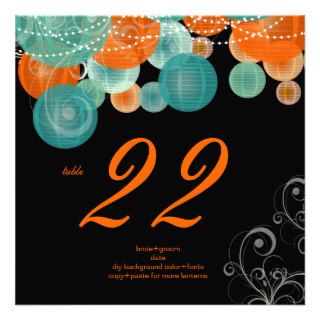 PixDezines teal+orange lanterns/table numbers Custom Invitations