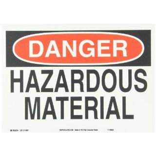 Brady 115991 14" Width x 10" Height B 586 Paper, Red And Black On White Color Sustainable Safety Sign, Legend "Danger Hazardous Material" Industrial Warning Signs