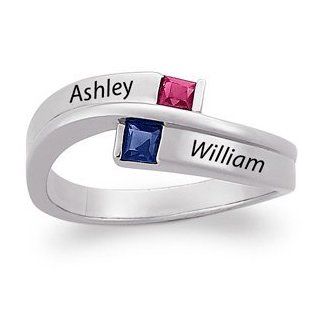 Promise Rings   Sterling Silver True Love Couple's Name & Birthstone Ring Jewelry