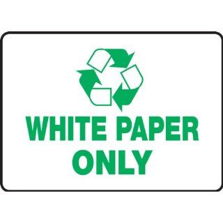 Accuform Signs MPLR586VS Adhesive Vinyl Sign, Legend "WHITE PAPER ONLY" with Graphic, 5" Width x 7" Length, Green on White Industrial Warning Signs