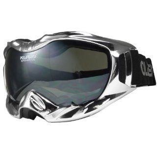 Polarlens PG35 Chrome Frame Ski Goggles, Snowboard Goggles, Winter Sport Goggles is Helmet Compatable with an Adjustable Strap has Smoke FLASH MIRROR Lens  Ski Equipment  Sports & Outdoors