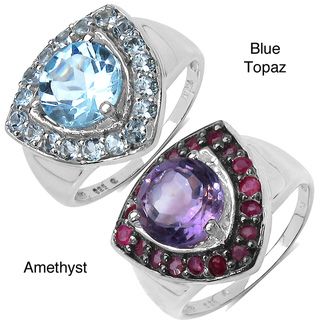 Malaika Sterling Silver Amethyst and Ruby Ring Malaika Gemstone Rings
