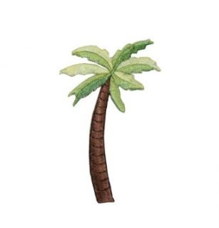 ID #1742 Palm Tree Tropical Beach Scene Embroidered Iron On Applique Patch
