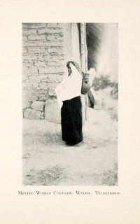 1908 Print Mixtec Woman's Costume Tilantongo Mexico Indigenous People Portrait   Original Halftone Print  