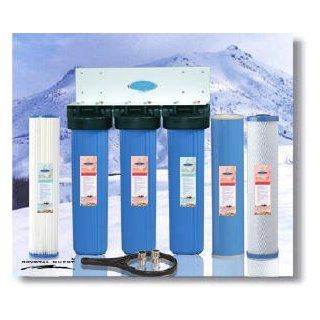 CRYSTAL QUEST Whole House Triple 20" x 5.0" Water Filter System   Undersink Water Filtration Systems  