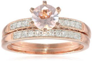 10k Rose Gold Morganite and Diamond Engagement Ring (0.33 cttw GH, Color, I2 I3 Clarity) Jewelry