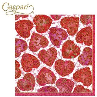 Caspari Paper Napkins 9120C Floral Hearts Cocktail Napkins Kitchen & Dining