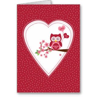 Love owl romantic Valentine's Day card Red