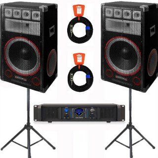 VMPR15 Speakers, Amp, Stands and Cables Technical Pro PA DJ Set New VMPR15SET4 Musical Instruments